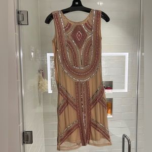 💖 Hand made designer beaded nude and pink dress